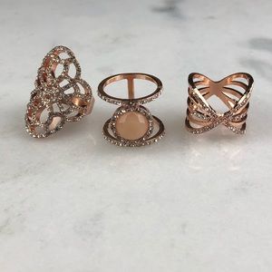 Torrid Rose Gold Rhinestone 3 Ring Set Size 11